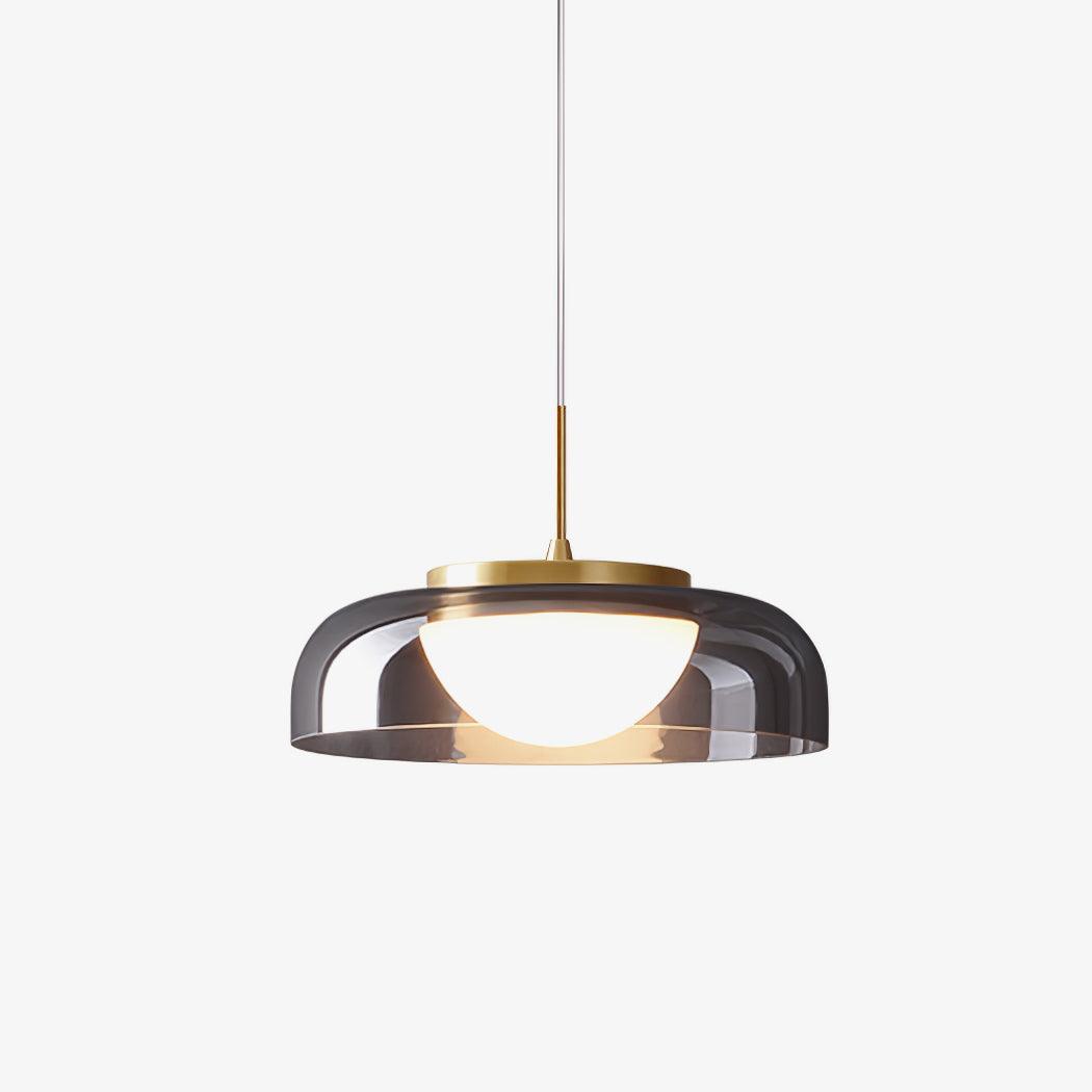 Modern Mystic Eclipse Gold and Smoky Gray Glass LED Pendant Light Fixture