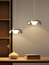 Modern Mystic Eclipse Gold and Smoky Gray Glass LED Pendant Light Fixture