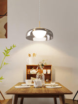 Modern Mystic Eclipse Gold and Smoky Gray Glass LED Pendant Light Fixture