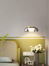 Modern Mystic Eclipse Gold and Smoky Gray Glass LED Pendant Light Fixture