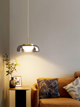 Modern Mystic Eclipse Gold and Smoky Gray Glass LED Pendant Light Fixture