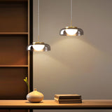 Modern Mystic Eclipse Gold and Smoky Gray Glass LED Pendant Light Fixture
