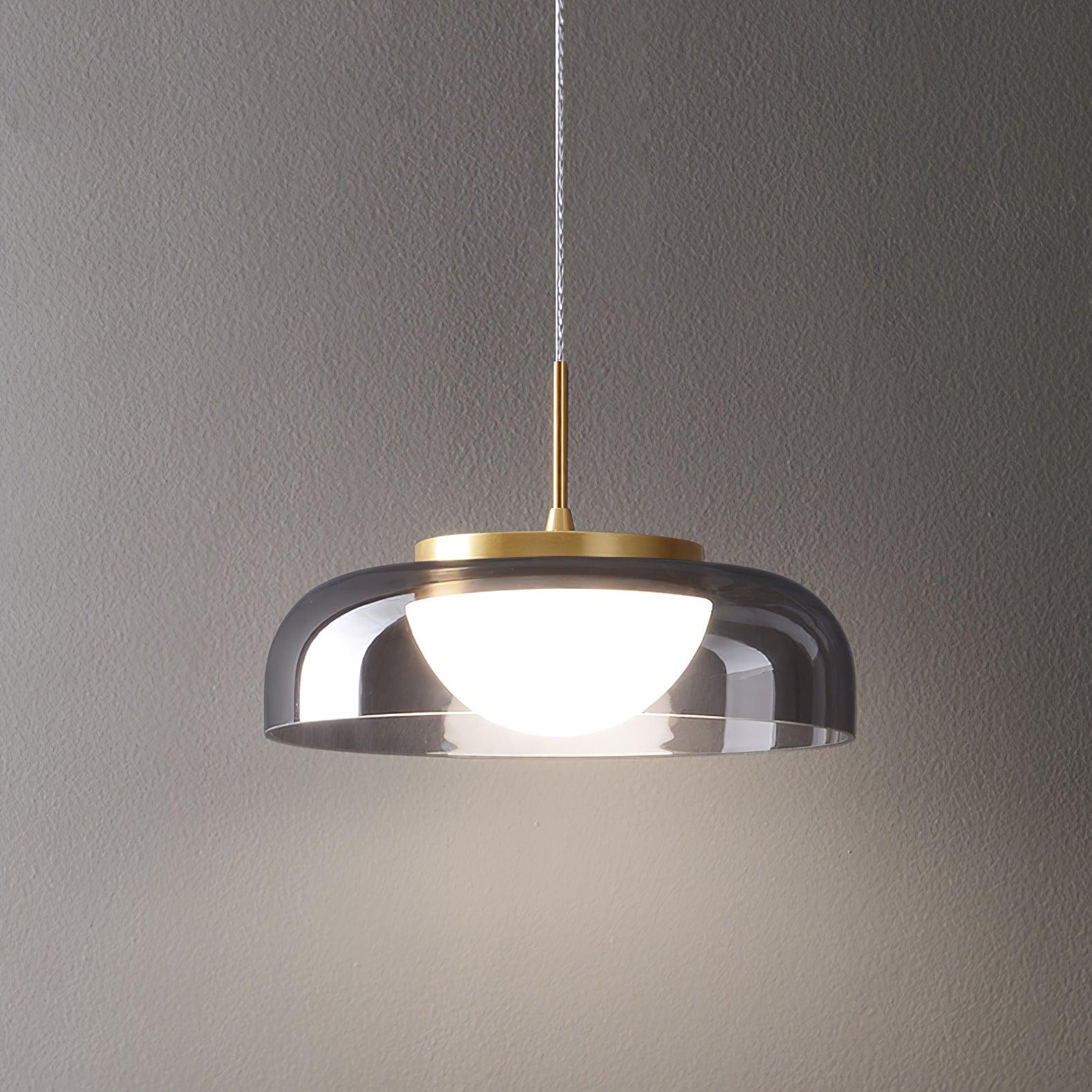Modern Mystic Eclipse Gold and Smoky Gray Glass LED Pendant Light Fixture