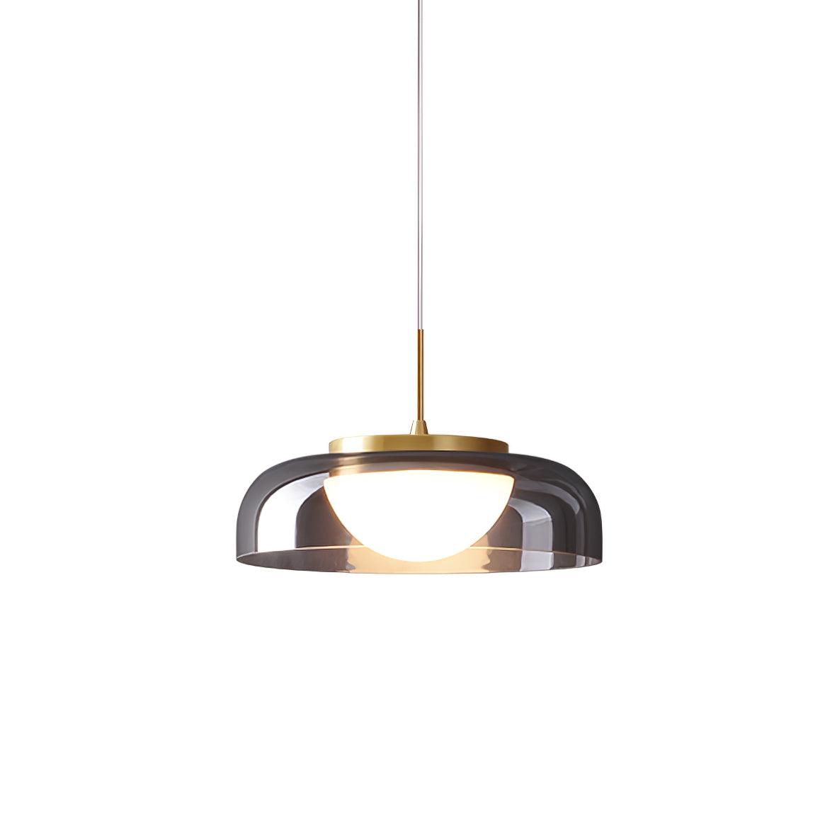 Modern Mystic Eclipse Gold and Smoky Gray Glass LED Pendant Light Fixture