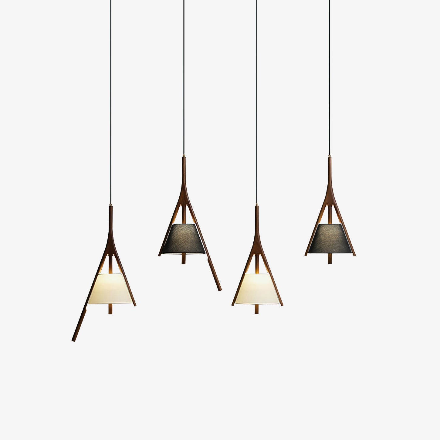 Modern Nanzhi Solid Wood Geometric Triangular LED Pendant Light for Dining and Living Areas
