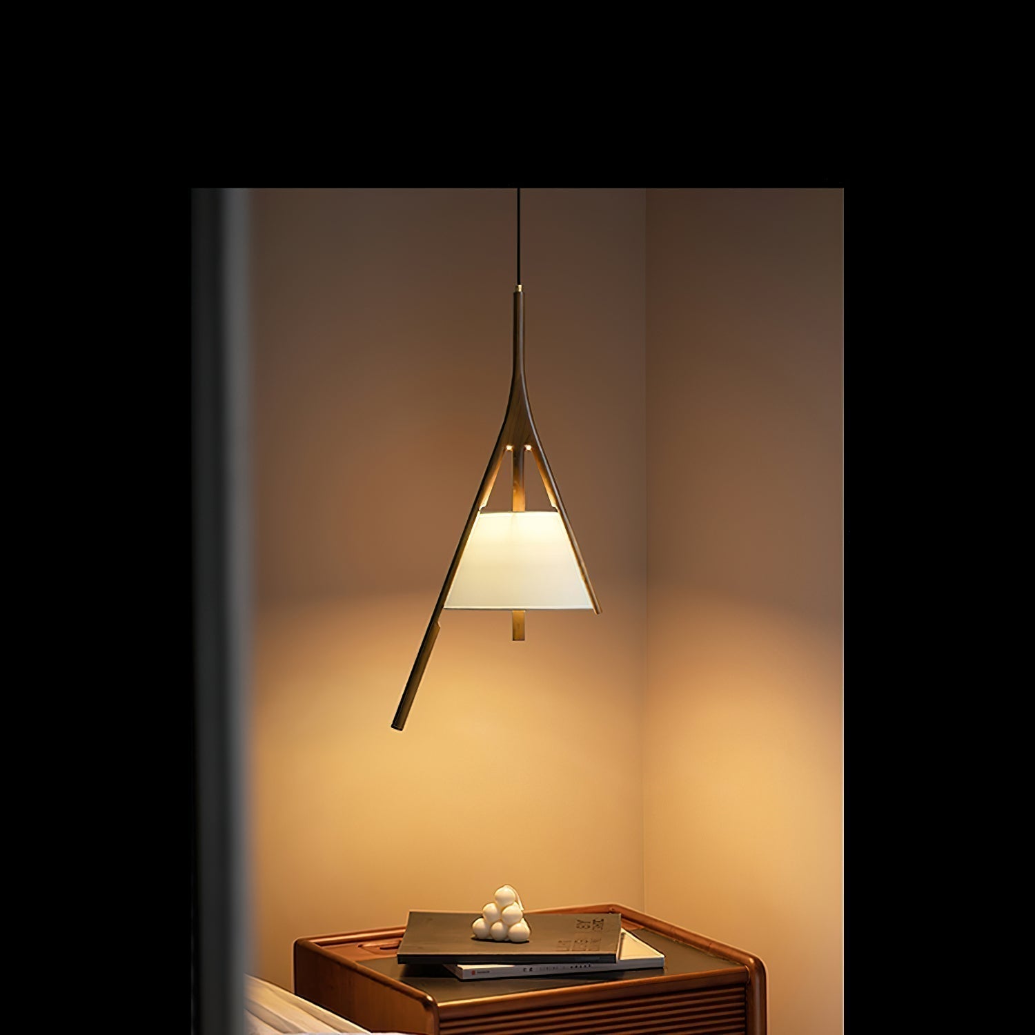 Modern Nanzhi Solid Wood Geometric Triangular LED Pendant Light for Dining and Living Areas