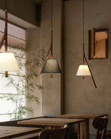 Modern Nanzhi Solid Wood Geometric Triangular LED Pendant Light for Dining and Living Areas