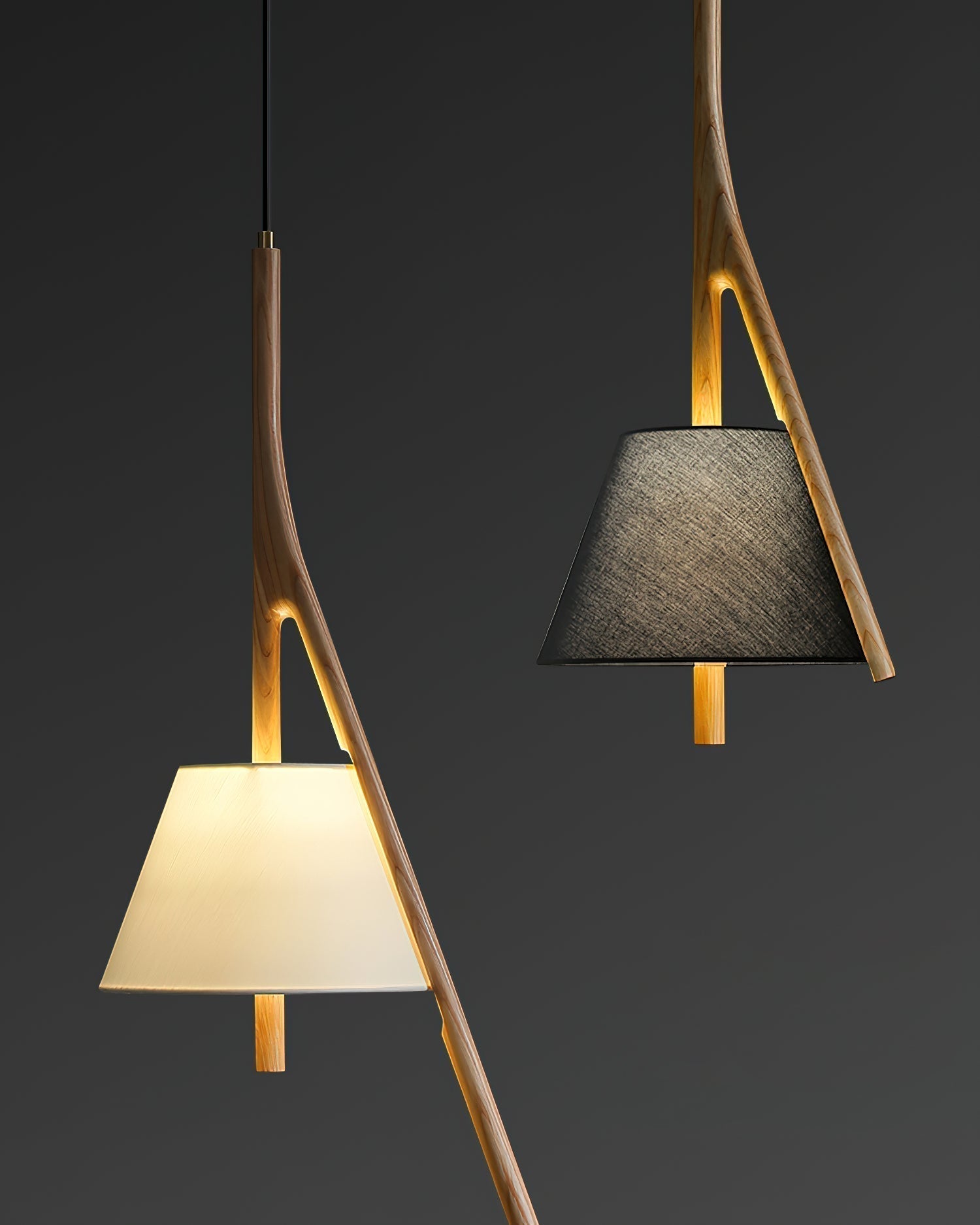 Modern Nanzhi Solid Wood Geometric Triangular LED Pendant Light for Dining and Living Areas