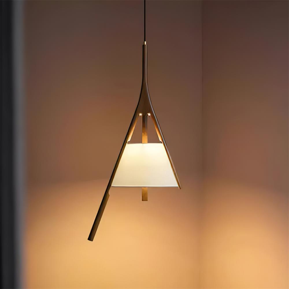 Modern Nanzhi Solid Wood Geometric Triangular LED Pendant Light for Dining and Living Areas