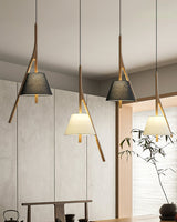 Modern Nanzhi Solid Wood Geometric Triangular LED Pendant Light for Dining and Living Areas