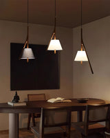 Modern Nanzhi Solid Wood Geometric Triangular LED Pendant Light for Dining and Living Areas