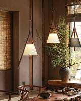 Modern Nanzhi Solid Wood Geometric Triangular LED Pendant Light for Dining and Living Areas