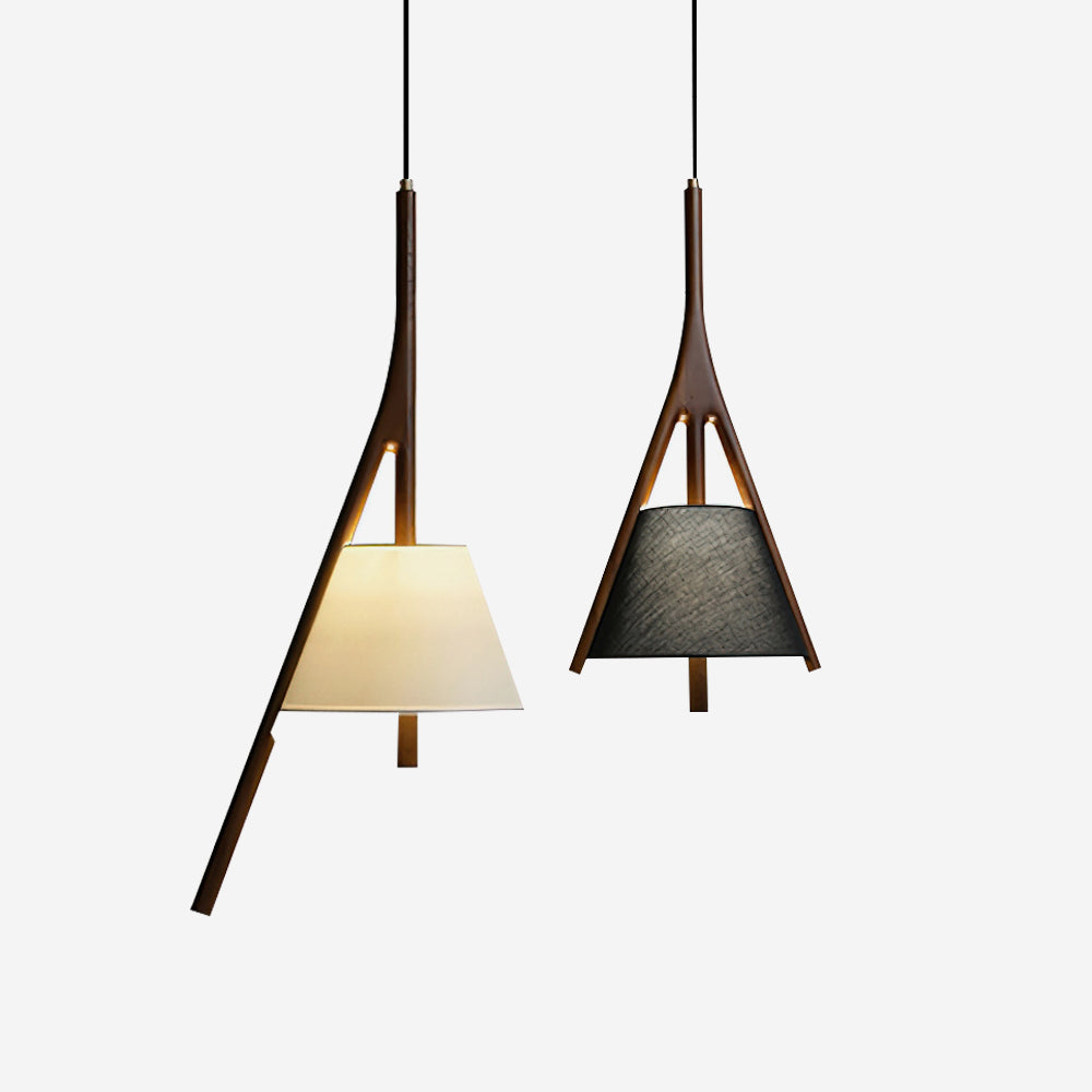 Modern Nanzhi Solid Wood Geometric Triangular LED Pendant Light for Dining and Living Areas