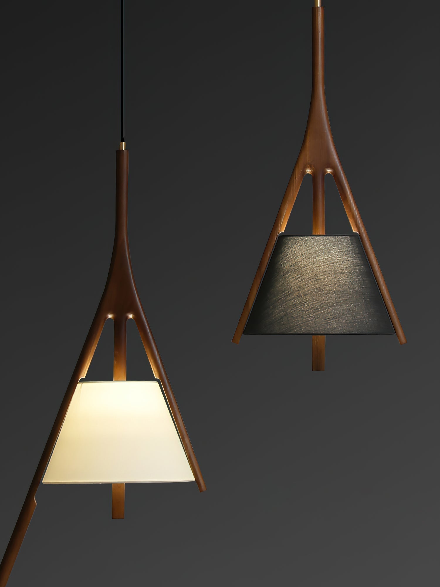 Modern Nanzhi Solid Wood Geometric Triangular LED Pendant Light for Dining and Living Areas