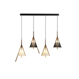Modern Nanzhi Solid Wood Geometric Triangular LED Pendant Light for Dining and Living Areas