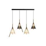 Modern Nanzhi Solid Wood Geometric Triangular LED Pendant Light for Dining and Living Areas