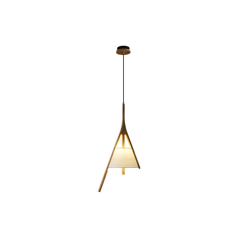 Modern Nanzhi Solid Wood Geometric Triangular LED Pendant Light for Dining and Living Areas