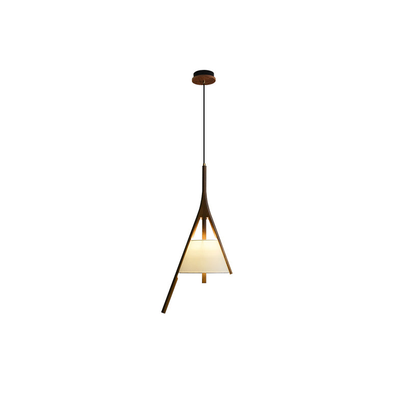 Modern Nanzhi Solid Wood Geometric Triangular LED Pendant Light for Dining and Living Areas