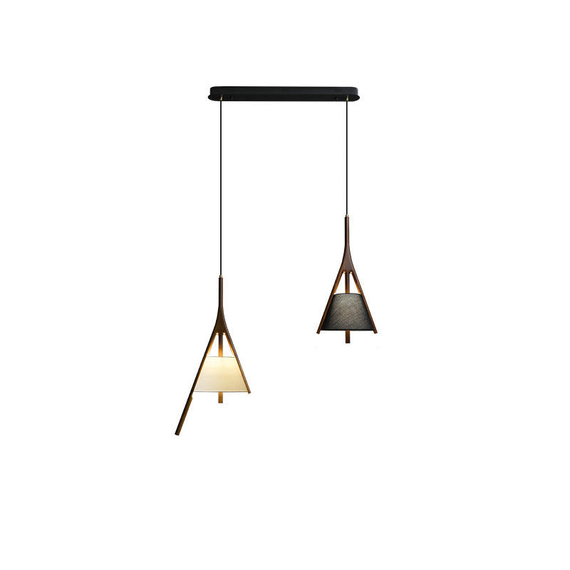 Modern Nanzhi Solid Wood Geometric Triangular LED Pendant Light for Dining and Living Areas
