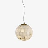 Modern Natural Alabaster Sphere Pendant Light with Solid Brass Hardware Luxury Stone Globe Lamp