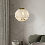 Modern Natural Alabaster Sphere Pendant Light with Solid Brass Hardware Luxury Stone Globe Lamp