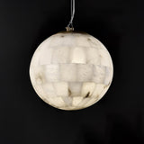 Modern Natural Alabaster Sphere Pendant Light with Solid Brass Hardware Luxury Stone Globe Lamp