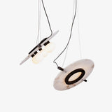 Modern Natural Alabaster Stone Magma Pendant Light with Matte Black Steel Frame