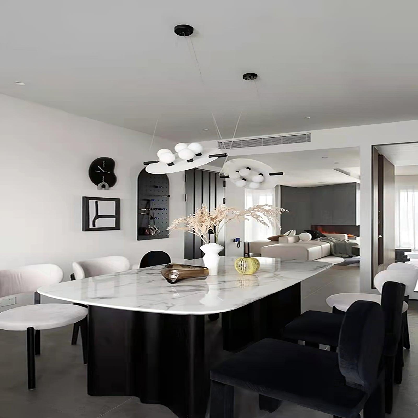 Modern Natural Alabaster Stone Magma Pendant Light with Matte Black Steel Frame