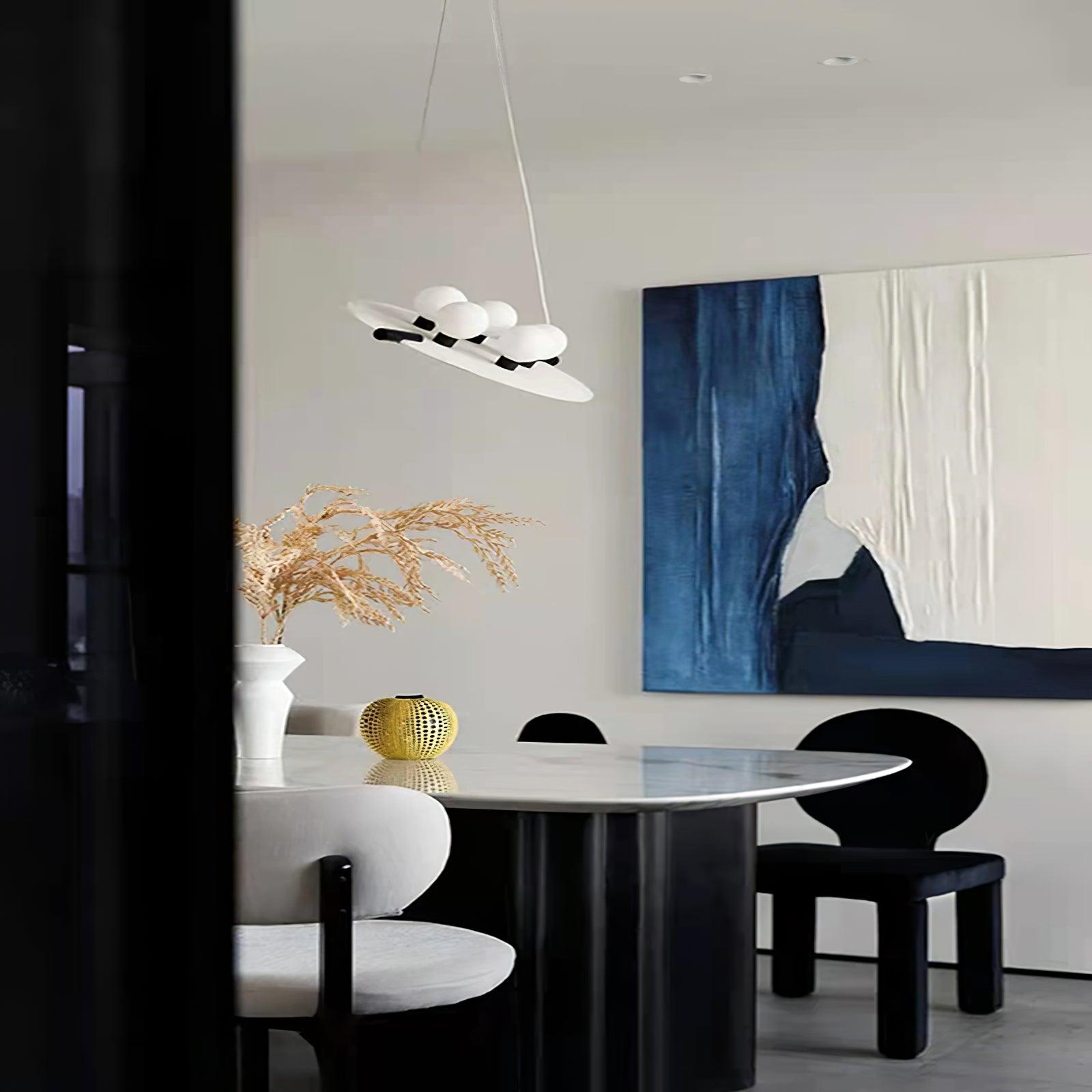 Modern Natural Alabaster Stone Magma Pendant Light with Matte Black Steel Frame