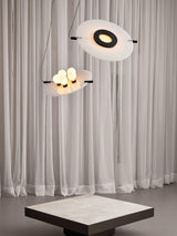 Modern Natural Alabaster Stone Magma Pendant Light with Matte Black Steel Frame