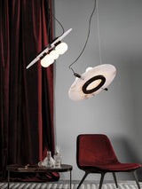 Modern Natural Alabaster Stone Magma Pendant Light with Matte Black Steel Frame