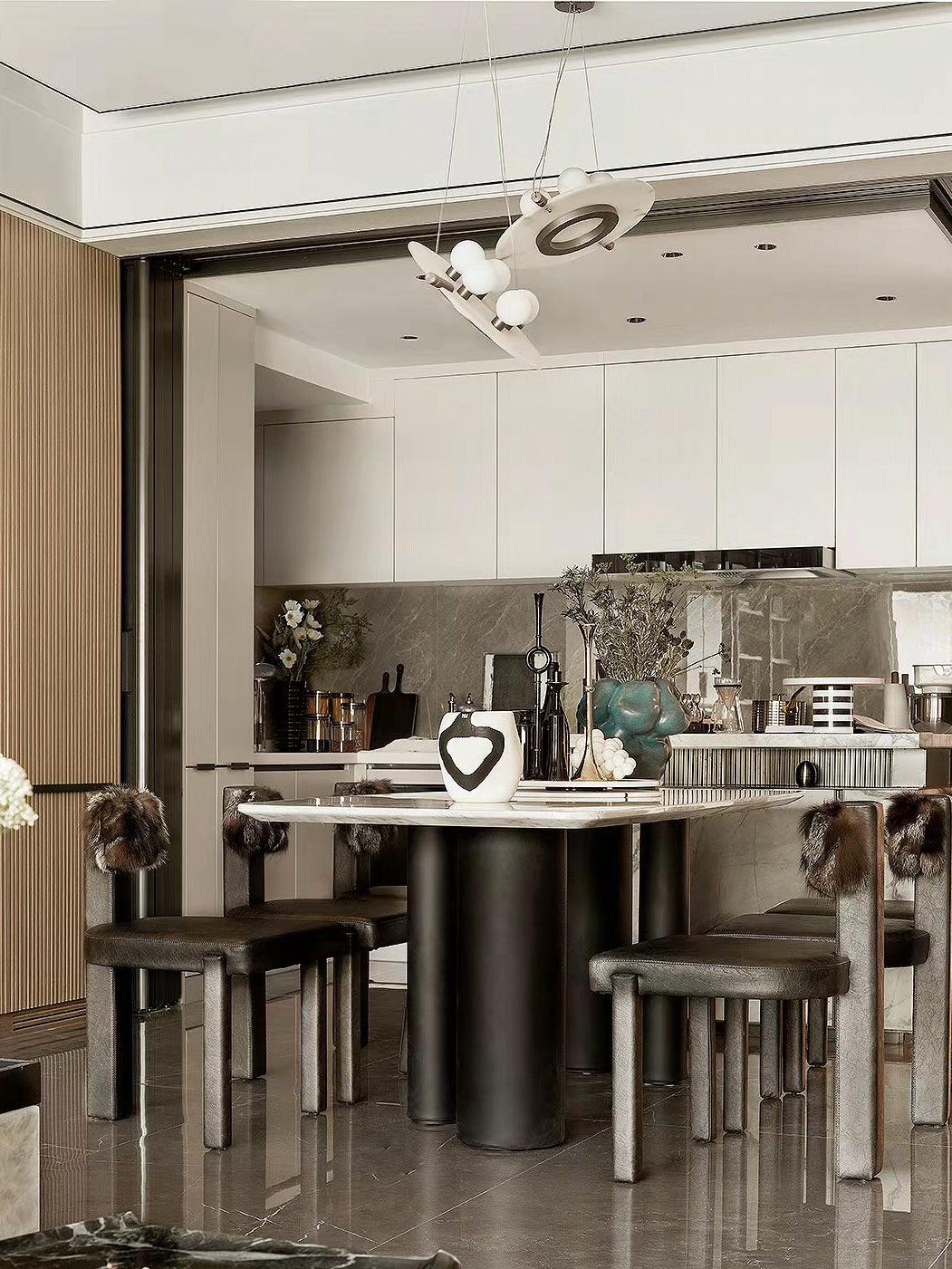 Modern Natural Alabaster Stone Magma Pendant Light with Matte Black Steel Frame