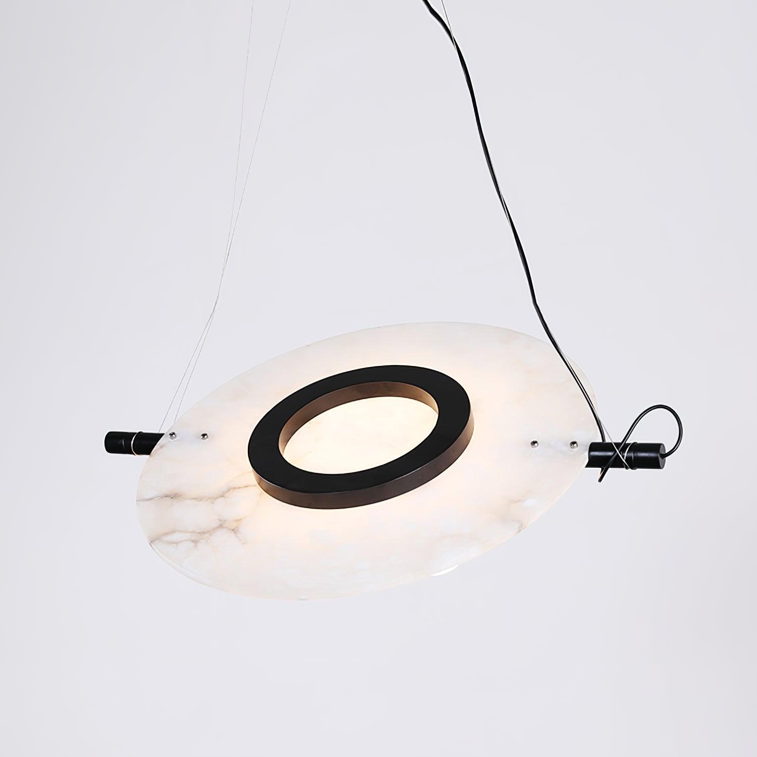 Modern Natural Alabaster Stone Magma Pendant Light with Matte Black Steel Frame