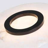 Modern Natural Alabaster Stone Magma Pendant Light with Matte Black Steel Frame