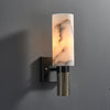 Modern Natural Alabaster Stone Torch Wall Sconce with Blackened Brass Hardware