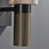 Modern Natural Alabaster Stone Torch Wall Sconce with Blackened Brass Hardware
