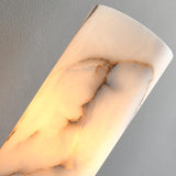 Modern Natural Alabaster Stone Torch Wall Sconce with Blackened Brass Hardware