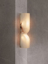 Modern Natural Alabaster Stone Wall Sconce Set of Two Integrated LED Gold Wall Light