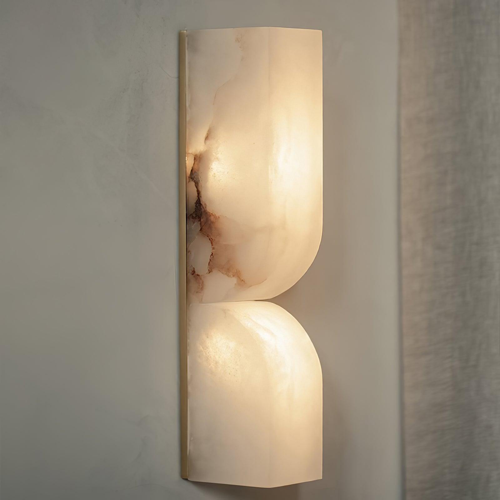 Modern Natural Alabaster Stone Wall Sconce Set of Two Integrated LED Gold Wall Light