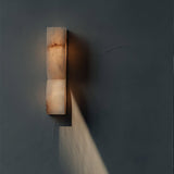 Modern Natural Alabaster Stone Wall Sconce Set of Two Integrated LED Gold Wall Light