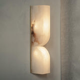 Modern Natural Alabaster Stone Wall Sconce Set of Two Integrated LED Gold Wall Light
