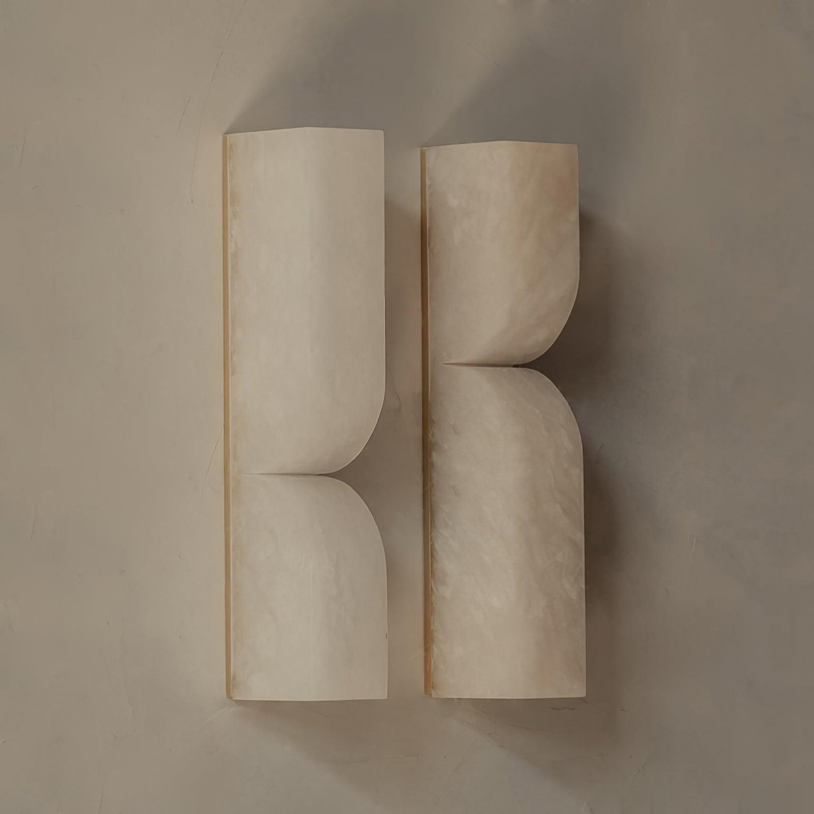 Modern Natural Alabaster Stone Wall Sconce Set of Two Integrated LED Gold Wall Light