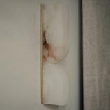 Modern Natural Alabaster Stone Wall Sconce Set of Two Integrated LED Gold Wall Light
