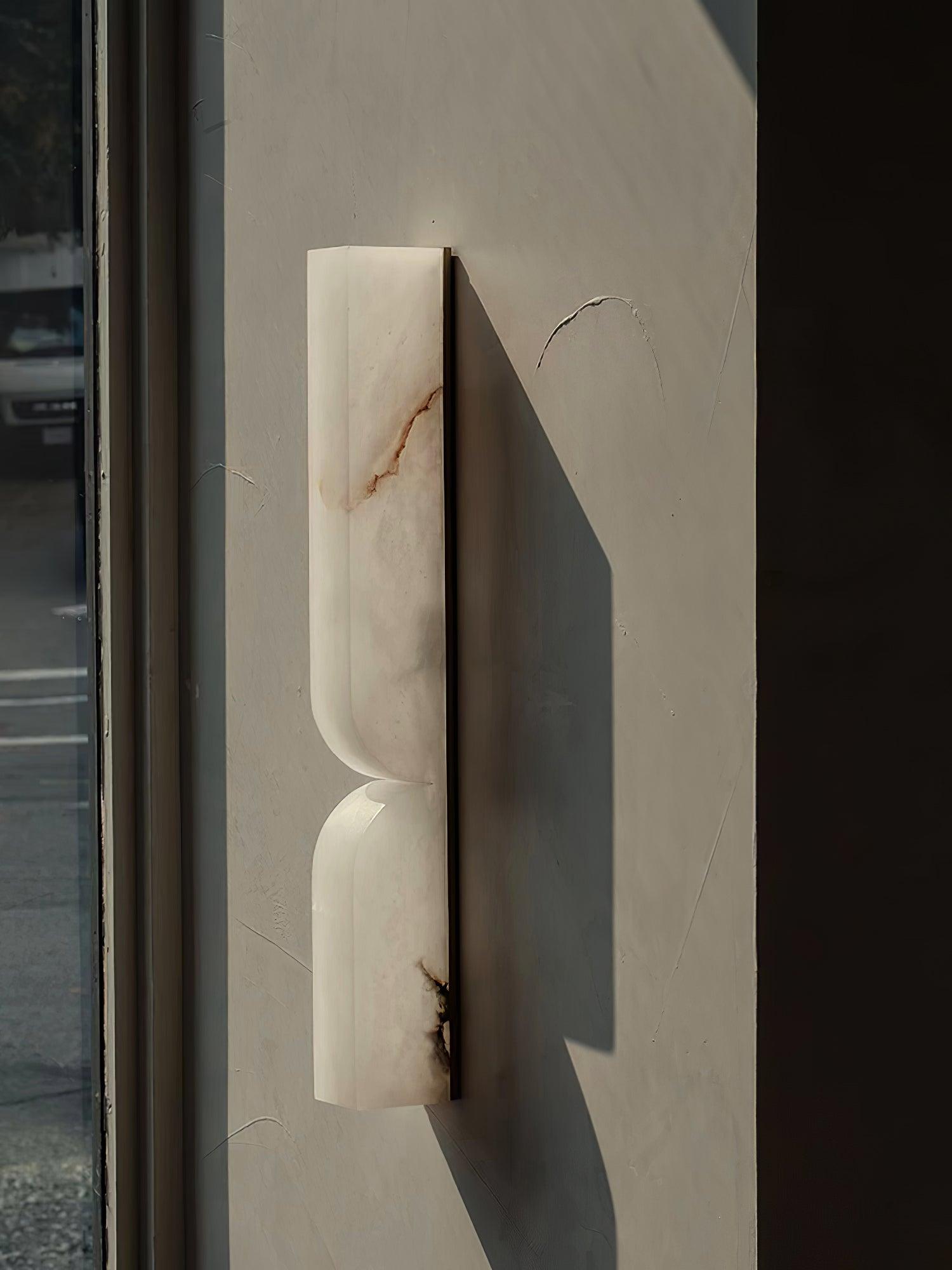 Modern Natural Alabaster Stone Wall Sconce Set of Two Integrated LED Gold Wall Light