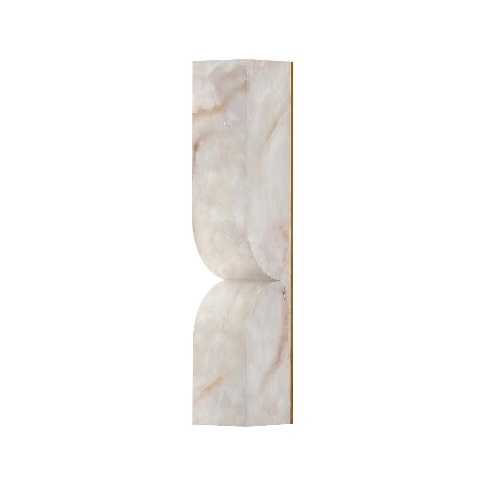 Modern Natural Alabaster Stone Wall Sconce Set of Two Integrated LED Gold Wall Light