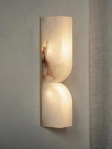Modern Natural Alabaster Stone Wall Sconce Set of Two Integrated LED Gold Wall Light