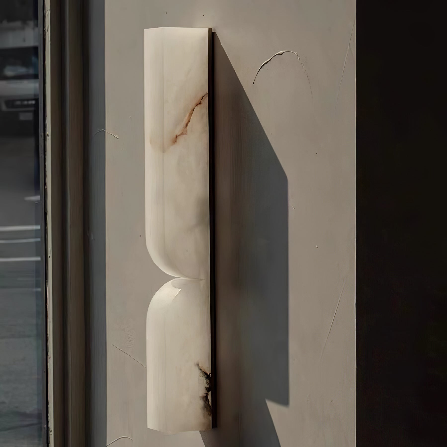 Modern Natural Alabaster Stone Wall Sconce Set of Two Integrated LED Gold Wall Light