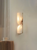 Modern Natural Alabaster Stone Wall Sconce Set of Two Integrated LED Gold Wall Light