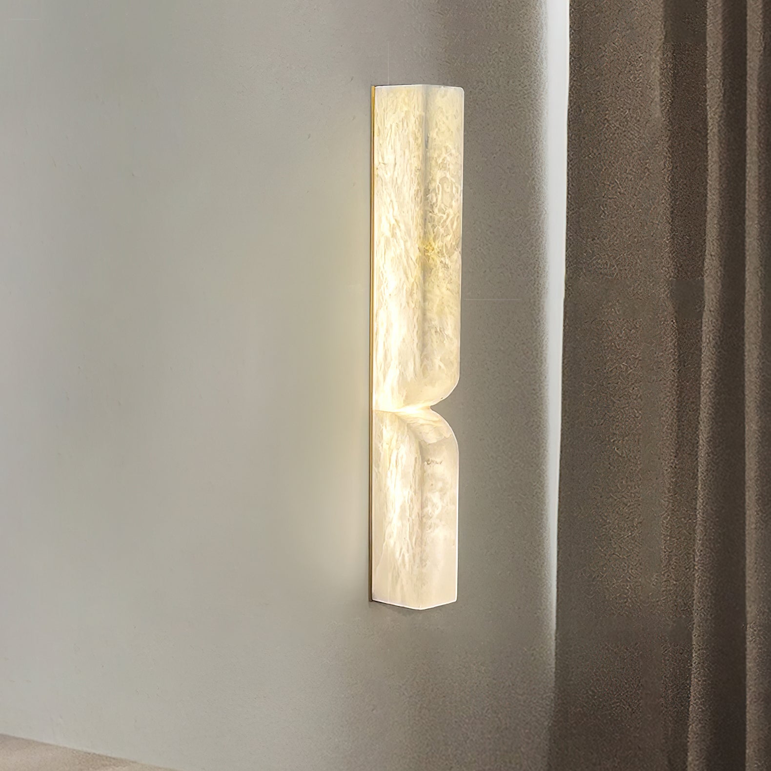Modern Natural Alabaster Stone Wall Sconce Set of Two Integrated LED Gold Wall Light