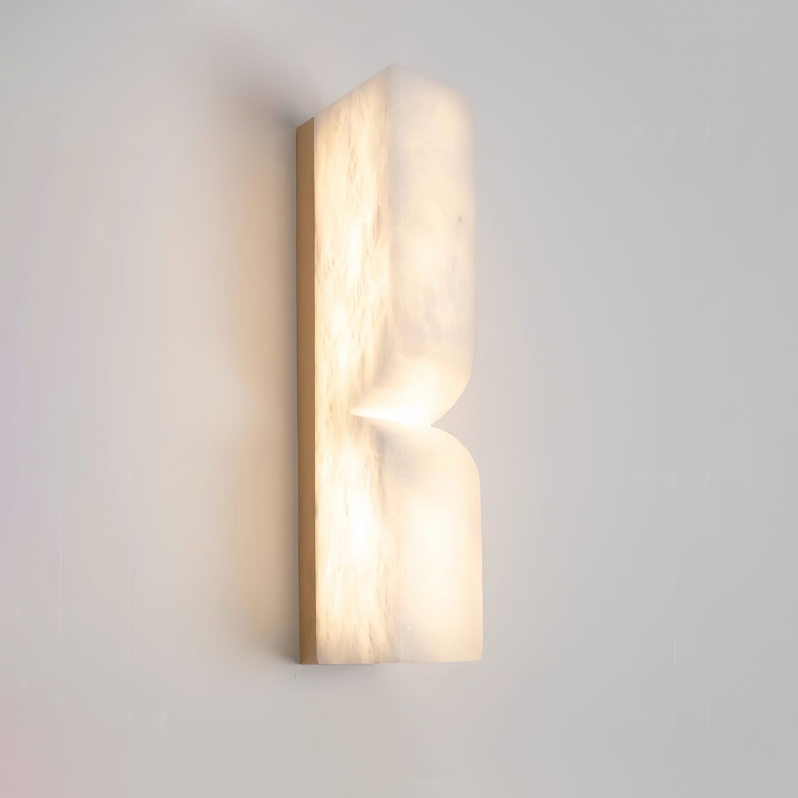 Modern Natural Alabaster Stone Wall Sconce Set of Two Integrated LED Gold Wall Light